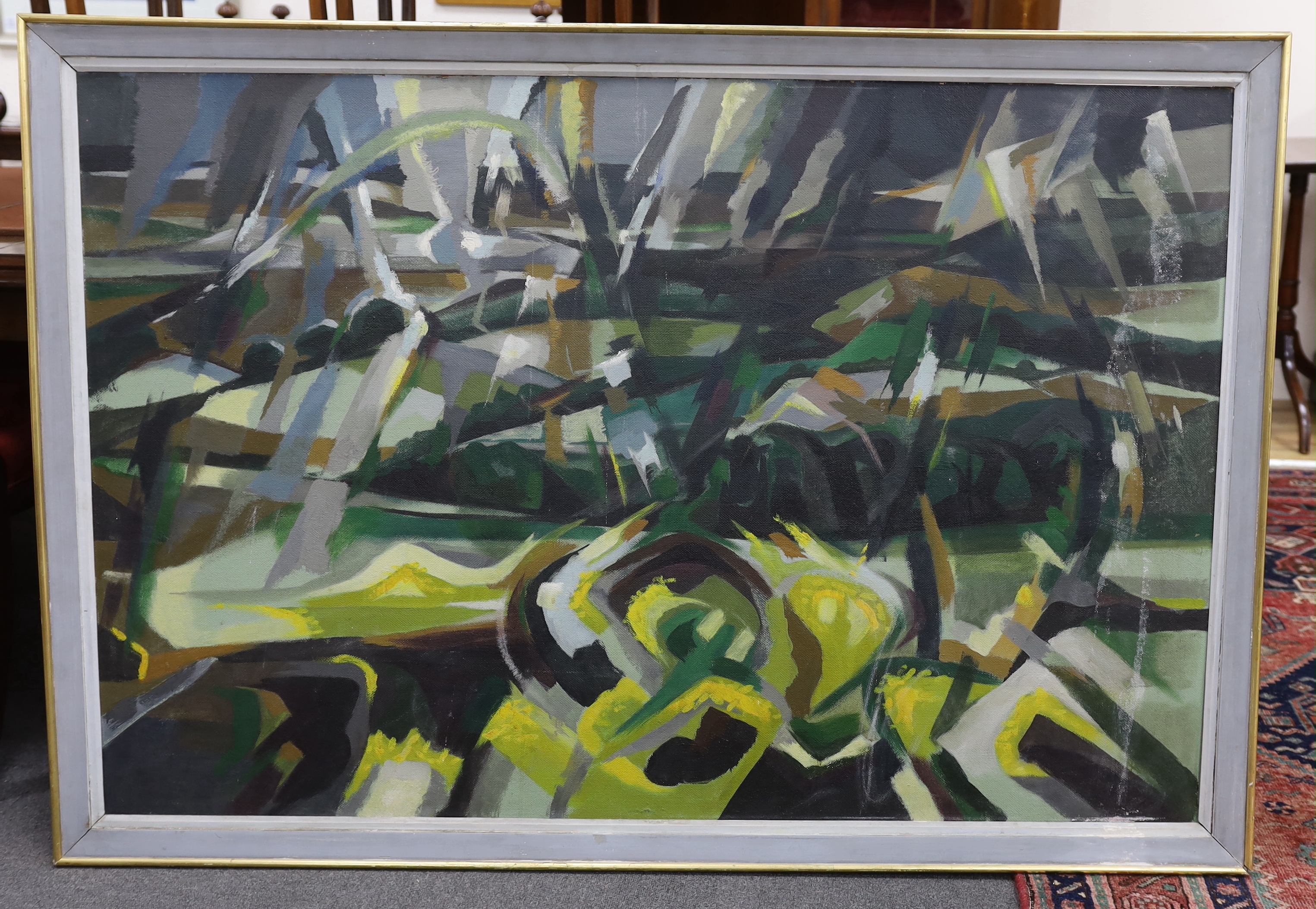 Allin Braund (1915-2004), oil on board, Welsh Valley landscape, 90 x 135cm